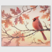 Waterverf kardinaal en herfstbladeren Decoupage Cadeaupapier (Vlak)