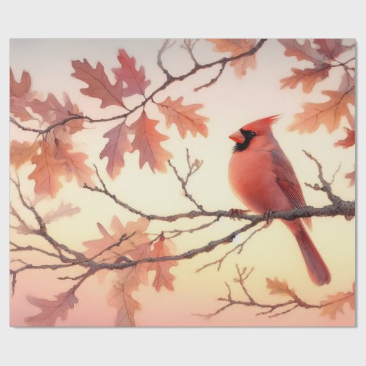 Waterverf kardinaal en herfstbladeren Decoupage Cadeaupapier (Vlak)