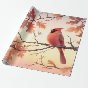 Waterverf kardinaal en herfstbladeren Decoupage Cadeaupapier