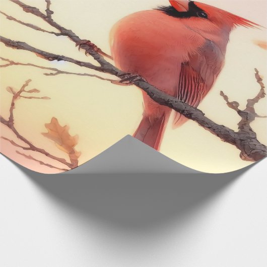 Waterverf kardinaal en herfstbladeren Decoupage Cadeaupapier (Hoek)