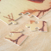 Waterverf kardinaal en herfstbladeren legpuzzel (Zijkant)