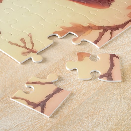 Waterverf kardinaal en herfstbladeren legpuzzel (Zijkant)