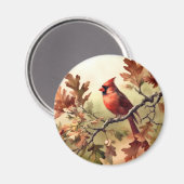 Waterverf kardinaal en herfstbladeren magneet (Voorkant / Achterkant)