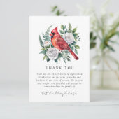 Waterverf kardinaal Floral Sympathy begrafenis Bedankkaart (Staand voorkant)