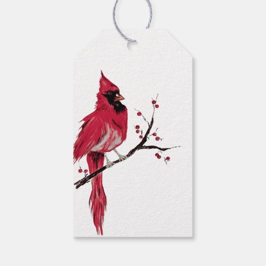 Waterverf kardinaal Happy Birthday Cadeaulabel (Achterkant)