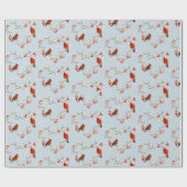 Waterverf Kardinaal hartvormig Wreath Kerstmis Cadeaupapier (Vlak)