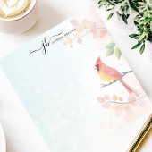 Waterverf kardinaal herfsttak gepersonaliseerd notitieblok