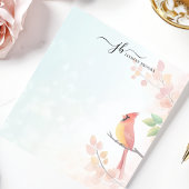 Waterverf kardinaal herfsttak gepersonaliseerd notitieblok