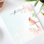 Waterverf kardinaal herfsttak gepersonaliseerd notitieblok