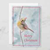 waterverf kardinaal in sneeuw kerstkaart (Voorkant / Achterkant)