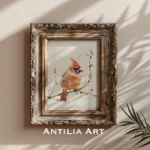  Waterverf kardinaal op tak Poster