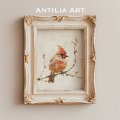  Waterverf kardinaal op tak Poster