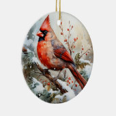 Waterverf kardinaal persoonlijk gedenkteken kerst keramisch ornament (Rechts)