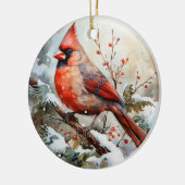 Waterverf kardinaal persoonlijk gedenkteken kerst keramisch ornament (Links)