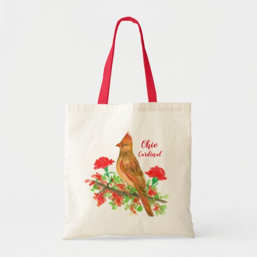 Waterverf Kardinaal Rood Kardinaal Tote Bag (Voorkant)