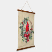 Waterverf Kardinaal Roodbaard Kerstfeest Hangend Wandkleed (Gebogen)