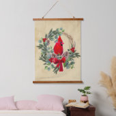 Waterverf Kardinaal Roodbaard Kerstfeest Hangend Wandkleed (Slaapkamer)