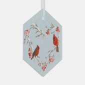 Waterverf Kardinaal Roodbaard Kerstmis Glas Ornament (Voorkant Rechts)