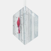 Waterverf - Kardinaal - Roodvogelvrij - Natuur kun Glas Ornament (Voorkant links)