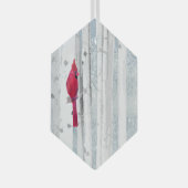 Waterverf - Kardinaal - Roodvogelvrij - Natuur kun Glas Ornament (Voorkant Rechts)