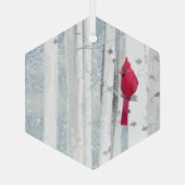 Waterverf - Kardinaal - Roodvogelvrij - Natuur kun Glas Ornament (Achterkant)