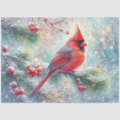Waterverf kardinaal Snowy Forest Decoupage Tissuepapier (Voorkant)
