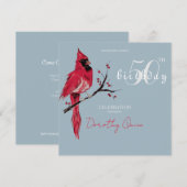 Waterverf Kardinaal Verjaardagsfeest Kaart (Voorkant / Achterkant)