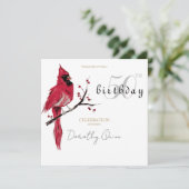 Waterverf Kardinaal Verjaardagsfeest Kaart (Staand voorkant)