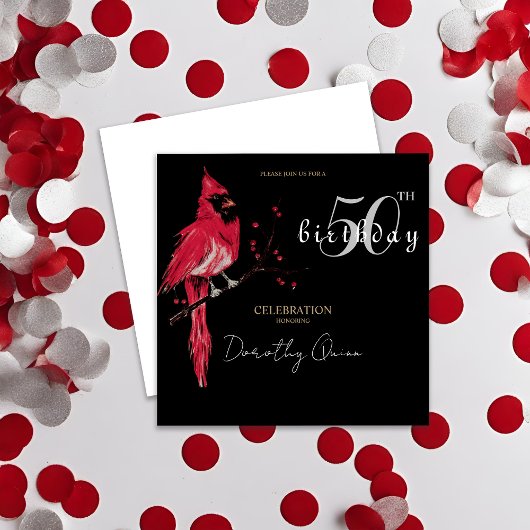 Waterverf Kardinaal Verjaardagsfeest Kaart