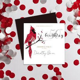 Waterverf Kardinaal Verrassingsfeestje Kaart