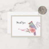 Waterverf kardinaal vogelkrans bedankkaart notitiekaartje (Voorkant / Achterkant in situ)