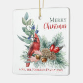 Waterverf kardinaal vrolijk kerstfeest Ornament (Links)