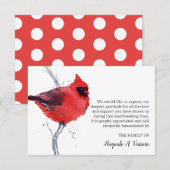 Waterverf Kardinaalvogelfuneraal Bedankkaart (Voorkant / Achterkant)
