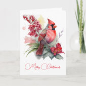 Waterverf kardinale kerstboomKaart Feestdagen Kaart (Voorkant)