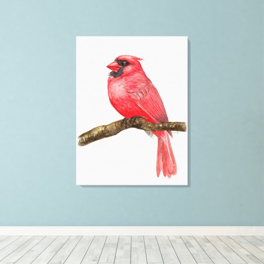 Waterverf kardinale vogels canvas afdruk (Insitu (Houten vloer))