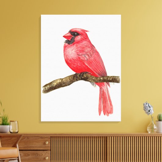 Waterverf kardinale vogels canvas afdruk (Insitu (Woonkamer))