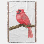 Waterverf kardinale vogels deken (Voorkant Verticaal)