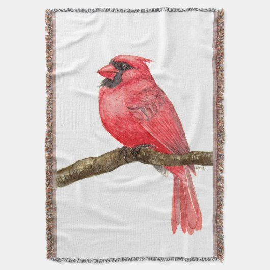 Waterverf kardinale vogels deken (Voorkant Verticaal)