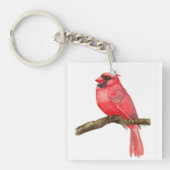 Waterverf kardinale vogels sleutelhanger (Voorkant)