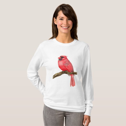 Waterverf kardinale vogels t-shirt (Voorkant volledig)