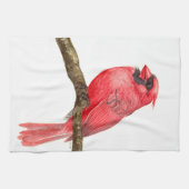 Waterverf kardinale vogels theedoek (Horizontaal)
