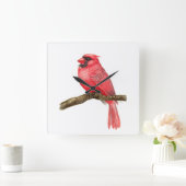 waterverf kardinale vogels vierkante klok (Huis)
