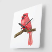 waterverf kardinale vogels vierkante klok (Hoek)