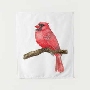 Waterverf kardinale vogels wandkleed