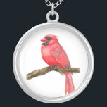 Waterverf kardinale vogels zilver vergulden ketting<br><div class="desc">illustratie van een kardinale vogel op een tak geschilderd met waterverven: http://bit.ly/2zCeRZe</div>