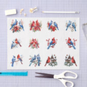 Waterverf Kardinalen Blauwe Vogels Elementen Decou Tissuepapier (Craft)