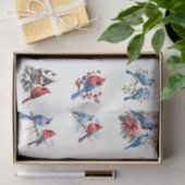 Waterverf Kardinalen Blauwe Vogels Elementen Decou Tissuepapier (Geschenk)
