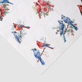 Waterverf Kardinalen Blauwe Vogels Elementen Decou Tissuepapier (Detail)