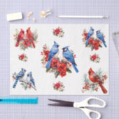 Waterverf Kardinalen Blauwe Vogels Elementen Decou Tissuepapier (Craft)