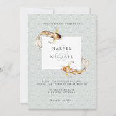 waterverf karp koi huwelijksuitnodiging kaart (Voorkant)